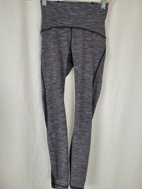 lululemon athletica Black and Charcoal Striped Workout Leggings